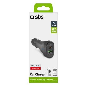 SBS TECRPD25W - Caricabatterie auto USB-C 25W