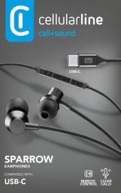 CELLULAR LINE AUSPARROWTYPECK - In-Ear Kopfhörer Type-C Schwarz