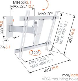 VOGEL'S WALL2225BIANCO - Supporto TV da parete Vogel's WALL 2225 Bianco