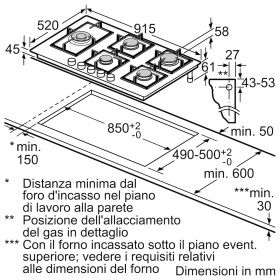 BOSCH PPM9A6I40 - Piano cottura a gas 90 cm nero