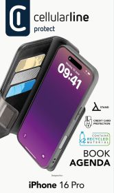 CELLULAR LINE BOOKAG2IPH16PROK - Custodia Book Agenda iPhone 16 Pro