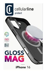 CELLULAR LINE GLOSSMAGIPH16K - Schwarze Gloss Mag Hülle für iPhone 16