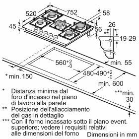 BOSCH PPQ7A6I15 - Piano cottura a gas 75 cm nero