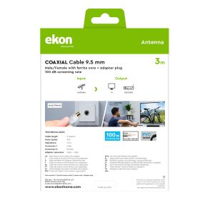 EKON ECAN30FERMFG - Cavo antenna oro 3 metri con adattatore