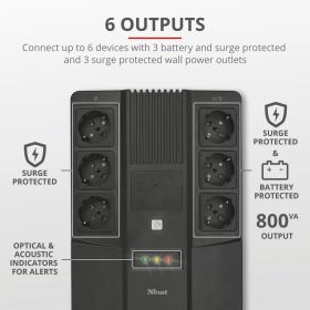 TRUST 23326 - Maxxon 800VA USV mit 6 Steckdosen