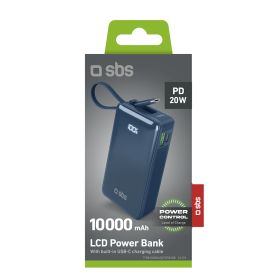 SBS TTBB10000LCDTCPD20B - Powerbank 10000mAh mit Display und Kabel