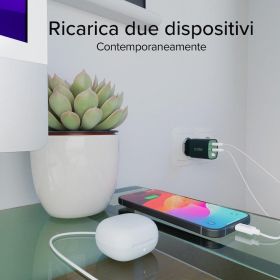SBS TETRGANLCD1USB1C30G - Caricabatterie da muro LCD 30W