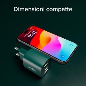 SBS TETRGANLCD1USB1C30G - Caricabatterie da muro LCD 30W