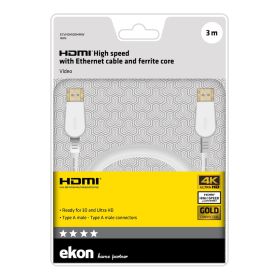 EKON ECVHDMI30MMW - HDMI-Kabel 3m Gold Weiß