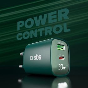 SBS TETRGANLCD1USB1C30G - Caricabatterie da muro LCD 30W
