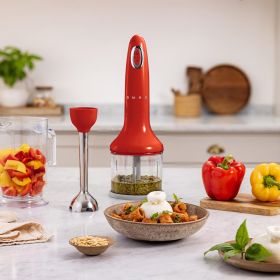SMEG HBF03RDEU - Rot Stabmixer mit Zubehör