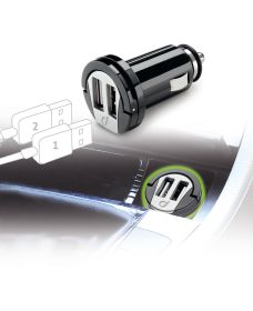 CELLULAR LINE MICROCBRUSBDUAL2A - 2A Dual USB Auto-Ladegerät Schwarz