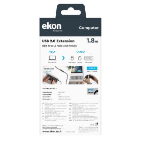 EKON ECITUSB18MFK - USB 2.0 Verlängerungskabel 1.8m