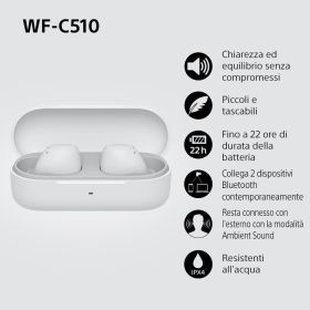 SONY WFC510W - Sony WF-C510 Auricolari True Wireless Bianchi