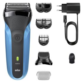 BRAUN 310BT 0728783 RASOIO RIC. 3LAME W&D LED AUT.30MIN 1ACC+5PETT BLU