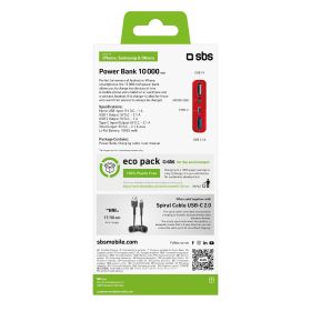 SBS TTBB10000FASTR - Power Bank 10000mAh Rot