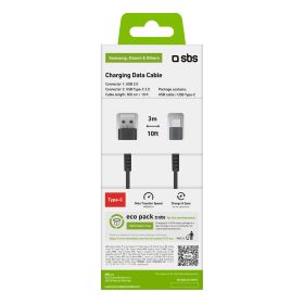 SBS TECABLETC3MTK - Cavo Type-C 3 metri per Ricarica