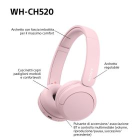 SONY WHCH520P - Sony Bluetooth On-Ear Kopfhörer Rosa