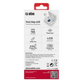 SBS TEEARLCDTWSBTW - Twin Hop LCD Auricolari True Wireless Bianco