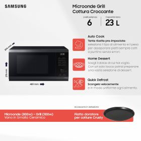 SAMSUNG MG23DG4524CGE1 - Samsung Microonde con Grill MG23DG4524CGE1