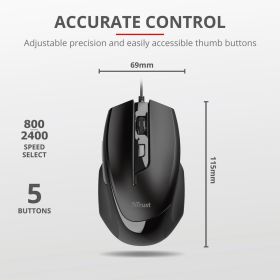 TRUST 23650 - Trust Voca Komfort-Maus mit DPI-Einstellungen