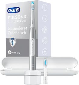 BRAUN Oral-B Pulsonic Slim Luxe 4500 Platinum Elektrische Schallzahnbürste mit Reiseetui