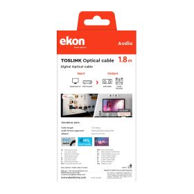 EKON ECATOSL18AD - Toslink Kabel mit 1.8m Länge und Adapter