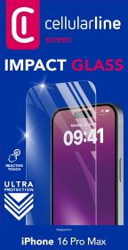 CELLULAR LINE TEMPGLASSIPH16PRM - Vetro Temperato Impact per iPhone 16 Pro Max