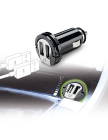 CELLULAR LINE MICROCBRUSBDUAL2A - 2A Dual USB Auto-Ladegerät Schwarz