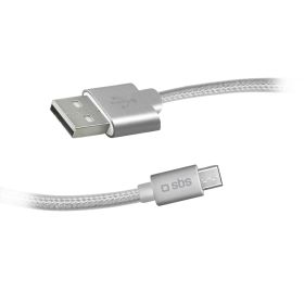SBS TECABLEMICROBS - Micro USB Kabel 1m Gewebe Silber