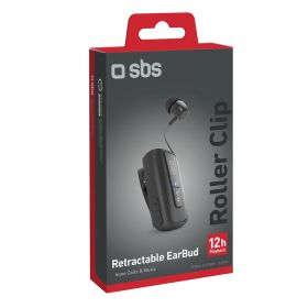 SBS TEROLLCLIPBTK - Auricolari Bluetooth con clip nero