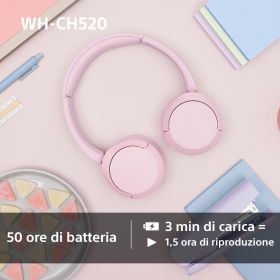 SONY WHCH520P - Sony Bluetooth On-Ear Kopfhörer Rosa