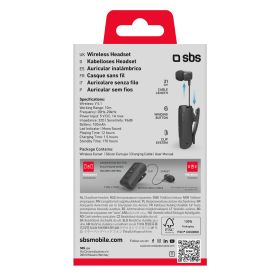 SBS TEROLLCLIPBTK - Auricolari Bluetooth con clip nero