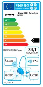 MIELE BLIZZARDCX1POWERLINEGREY - Miele Blizzard CX1 PowerLine Beutelloser Bodenstaubsauger Grau