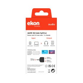 EKON ECASPLITJACK1M2F - Splitter Audio Jack 3,5mm M/F