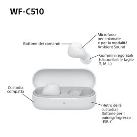 SONY WFC510W - Sony WF-C510 Auricolari True Wireless Bianchi