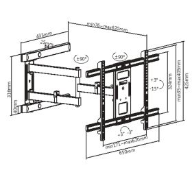 MUNARI SP742 - SP742 – Supporto TV da parete orientabile per televisori fino a 80 pollici (203 cm)