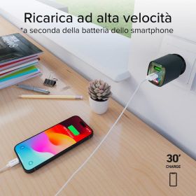SBS TETRGANLCD1USB1C30G - Caricabatterie da muro LCD 30W