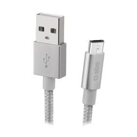SBS TECABLEMICROBS - Micro USB Kabel 1m Gewebe Silber
